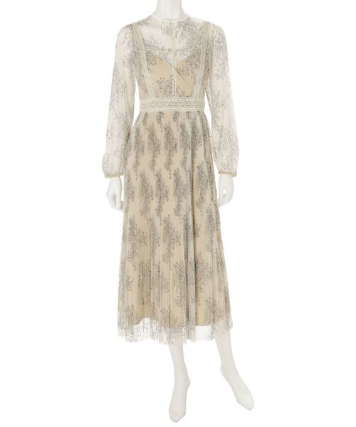 MERCURYDUO（マーキュリーデュオ）の「レースプリーツジャンスカセットドレス（ワンピース・レディース・アイボリー/ブラウン・MEDIUM/SMALL）」の3枚目の写真