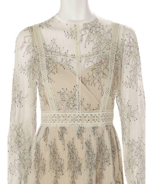 MERCURYDUO（マーキュリーデュオ）の「レースプリーツジャンスカセットドレス（ワンピース・レディース・アイボリー/ブラウン・MEDIUM/SMALL）」の6枚目の写真