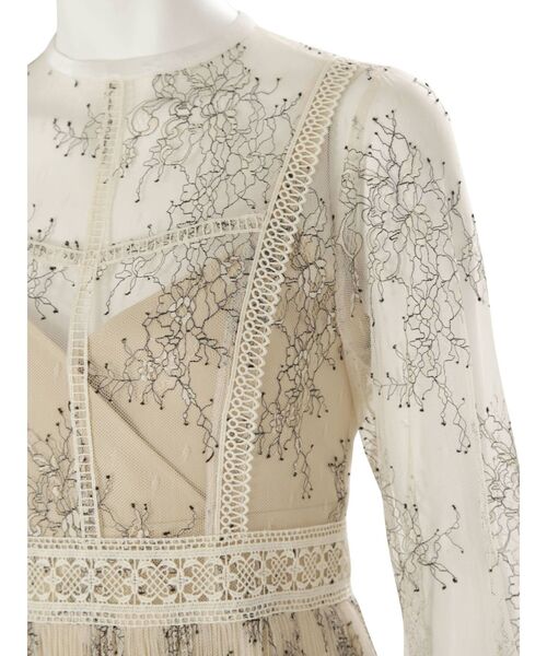 MERCURYDUO（マーキュリーデュオ）の「レースプリーツジャンスカセットドレス（ワンピース・レディース・アイボリー/ブラウン・MEDIUM/SMALL）」の8枚目の写真