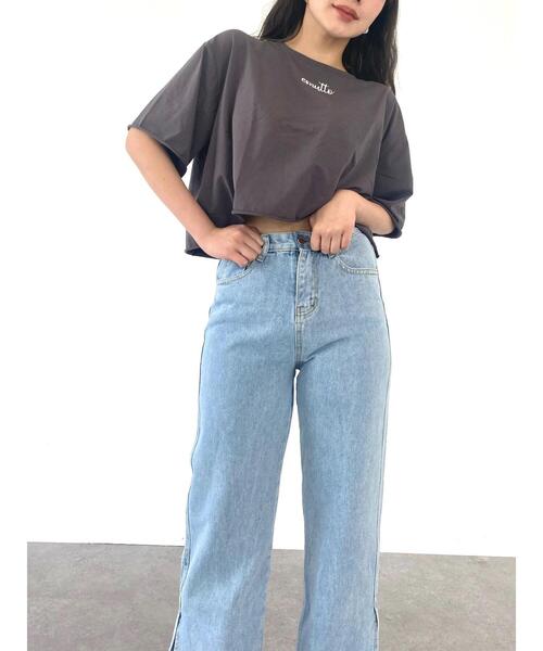 emutto（エミュット）の「【オリジナル】emutto刺繍 クロップT（Tシャツ/カットソー・レディース・ホワイト/ブルー/チャコールグレー・FREE）」の18枚目の写真