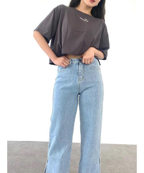 emutto（エミュット）の「【オリジナル】emutto刺繍 クロップT（Tシャツ/カットソー・レディース・ホワイト/ブルー/チャコールグレー・FREE）」の19枚目の写真