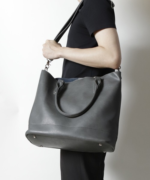 UNION STATION（ユニオンステーション）の「【ショルダーバッグ内蔵】３WAYトートバッグ（トートバッグ・メンズ・ブラック/グレー・FREE）」の20枚目の写真