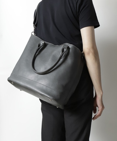 UNION STATION（ユニオンステーション）の「【ショルダーバッグ内蔵】３WAYトートバッグ（トートバッグ・メンズ・ブラック/グレー・FREE）」の7枚目の写真