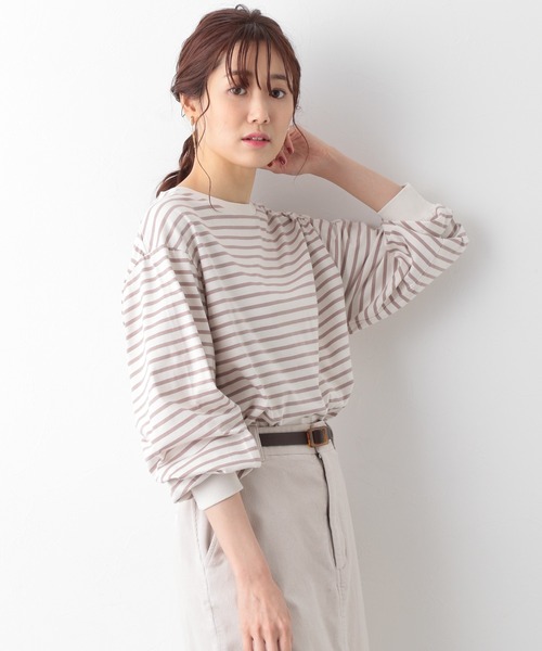 GLOBAL WORK（グローバルワーク）の「袖ボリュームロンＴ/957150（Tシャツ/カットソー・レディース・ホワイト/ブラック/その他/ダークグレー/キャメル・MEDIUM/LARGE）」の4枚目の写真