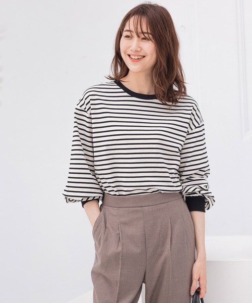 GLOBAL WORK（グローバルワーク）の「袖ボリュームロンＴ/957150（Tシャツ/カットソー・レディース・ホワイト/ブラック/その他/ダークグレー/キャメル・MEDIUM/LARGE）」の5枚目の写真