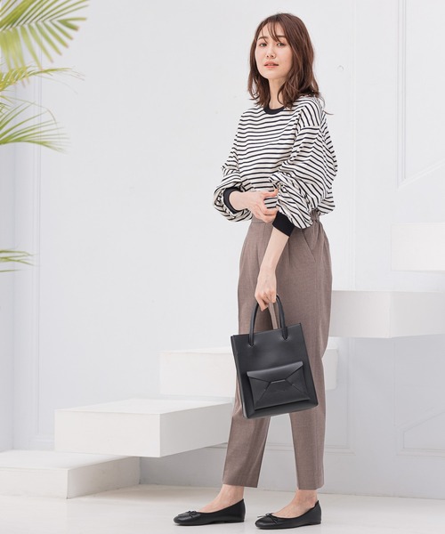 GLOBAL WORK（グローバルワーク）の「袖ボリュームロンＴ/957150（Tシャツ/カットソー・レディース・ホワイト/ブラック/その他/ダークグレー/キャメル・MEDIUM/LARGE）」の9枚目の写真