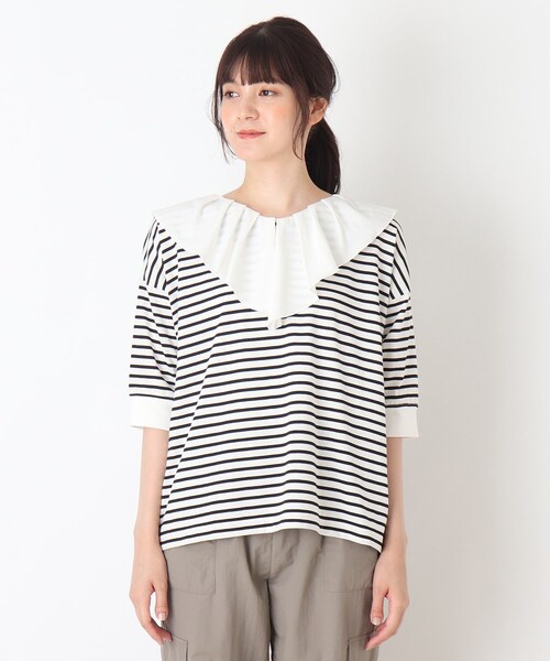 Cutie Blonde(キューティーブロンド)の「◆【S-L】前後2WAYフリルカラープルオーバー(Tシャツ/カットソー・レディース・ピンク系/ブラック/ホワイト系5/ライトベージュ/ベージュ系2・01/03/02)」の8枚目の写真