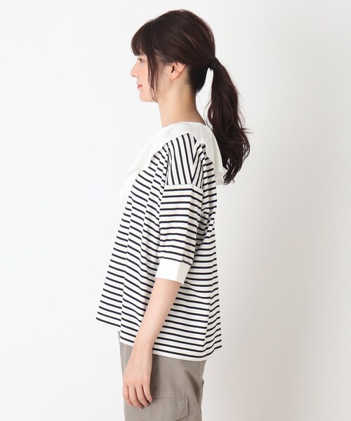 Cutie Blonde(キューティーブロンド)の「◆【S-L】前後2WAYフリルカラープルオーバー(Tシャツ/カットソー・レディース・ピンク系/ブラック/ホワイト系5/ライトベージュ/ベージュ系2・01/03/02)」の11枚目の写真