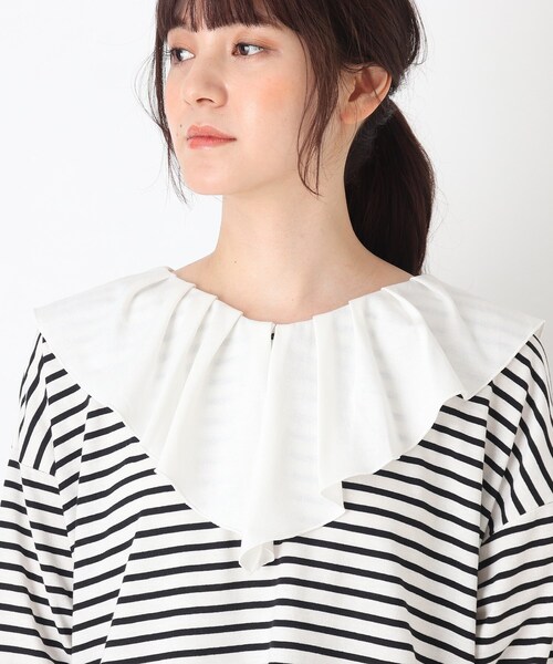 Cutie Blonde(キューティーブロンド)の「◆【S-L】前後2WAYフリルカラープルオーバー(Tシャツ/カットソー・レディース・ピンク系/ブラック/ホワイト系5/ライトベージュ/ベージュ系2・01/03/02)」の6枚目の写真