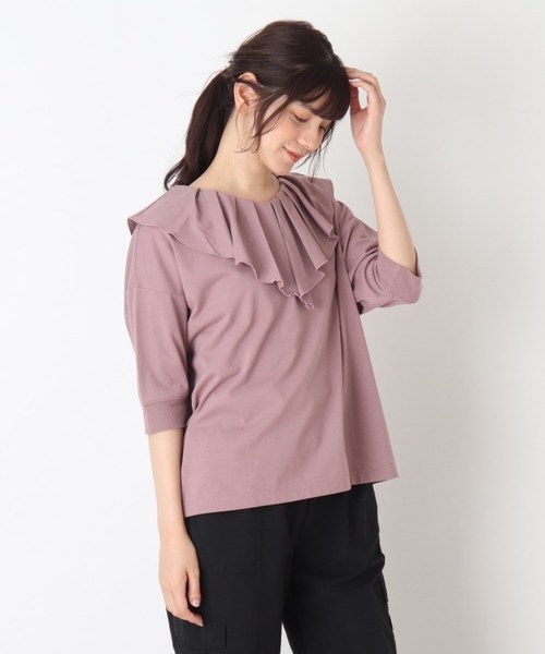 Cutie Blonde(キューティーブロンド)の「◆【S-L】前後2WAYフリルカラープルオーバー(Tシャツ/カットソー・レディース・ピンク系/ブラック/ホワイト系5/ライトベージュ/ベージュ系2・01/03/02)」の16枚目の写真