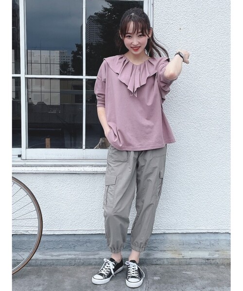 Cutie Blonde(キューティーブロンド)の「◆【S-L】前後2WAYフリルカラープルオーバー(Tシャツ/カットソー・レディース・ピンク系/ブラック/ホワイト系5/ライトベージュ/ベージュ系2・01/03/02)」の7枚目の写真