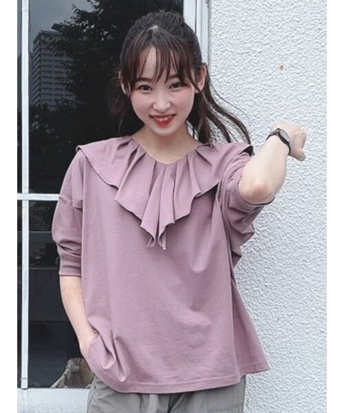 Cutie Blonde(キューティーブロンド)の「◆【S-L】前後2WAYフリルカラープルオーバー(Tシャツ/カットソー・レディース・ピンク系/ブラック/ホワイト系5/ライトベージュ/ベージュ系2・01/03/02)」の14枚目の写真