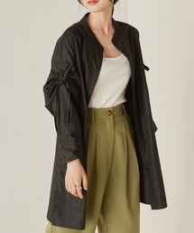 ボリュームスリーブリボンバンドカラーシャツ