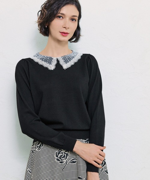 STRAWBERRY-FIELDS（ストロベリーフィールズ）の「プティローザ　ニット（ニット/セーター・レディース・ブラック/チャコールグレー/キナリ・2）」の2枚目の写真