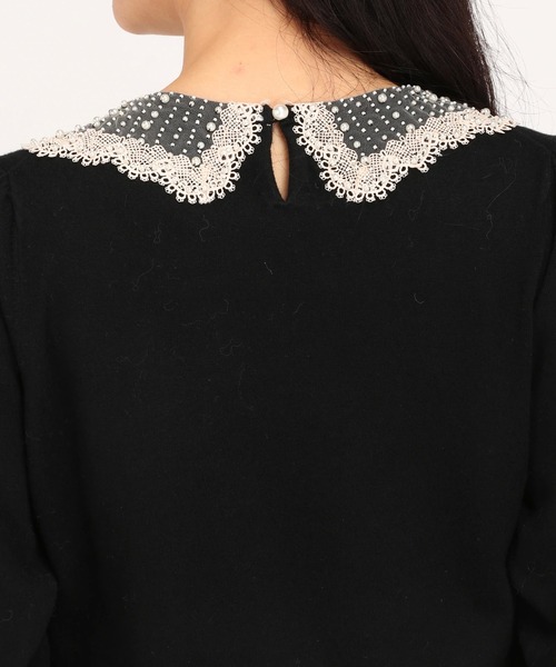 STRAWBERRY-FIELDS（ストロベリーフィールズ）の「プティローザ　ニット（ニット/セーター・レディース・ブラック/チャコールグレー/キナリ・2）」の7枚目の写真