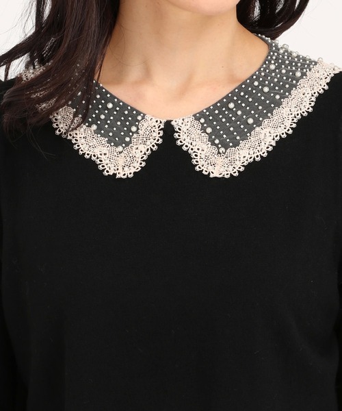 STRAWBERRY-FIELDS（ストロベリーフィールズ）の「プティローザ　ニット（ニット/セーター・レディース・ブラック/チャコールグレー/キナリ・2）」の8枚目の写真