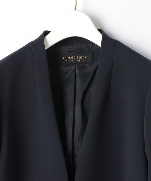 closet story（クローゼットストーリー）の「＜closet story（クローゼットストーリー）＞ダブルクロス カラーレスジャケット -ウォッシャブル-（ノーカラージャケット・レディース・ナチュラル/ベージュ/ネイビー・S/M/L）」の15枚目の写真