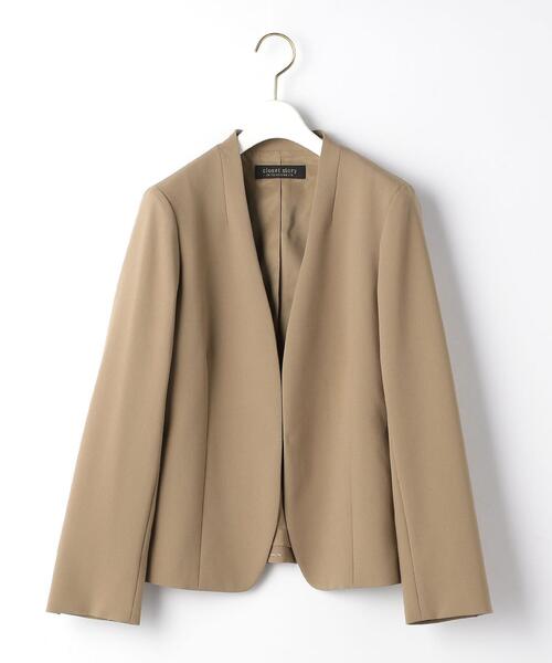 closet story（クローゼットストーリー）の「＜closet story（クローゼットストーリー）＞ダブルクロス カラーレスジャケット -ウォッシャブル-（ノーカラージャケット・レディース・ナチュラル/ベージュ/ネイビー・S/M/L）」の22枚目の写真