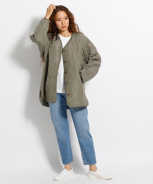 niko and...（ニコアンド）の「洗えるマルチキルティングジャケット（ノーカラージャケット・レディース・カーキ/アイボリー/チャコール・MEDIUM/LARGE）」の13枚目の写真