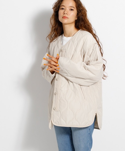 niko and...（ニコアンド）の「洗えるマルチキルティングジャケット（ノーカラージャケット・レディース・カーキ/アイボリー/チャコール・MEDIUM/LARGE）」の10枚目の写真