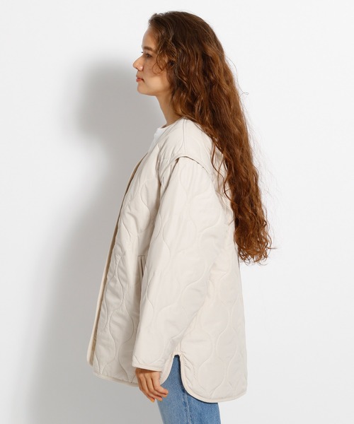 niko and...（ニコアンド）の「洗えるマルチキルティングジャケット（ノーカラージャケット・レディース・カーキ/アイボリー/チャコール・MEDIUM/LARGE）」の5枚目の写真