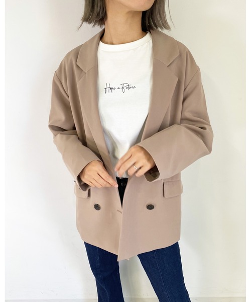 MLI'A（エムリア）の「テーラード／ビッグジャケット(セットアップ対応)（テーラードジャケット・レディース・ブラック/グリーン/モカ/ブラウン系9・M）」の3枚目の写真