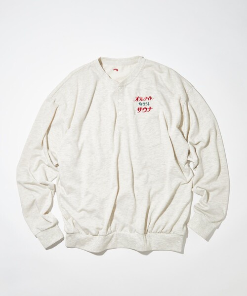 FREAK'S STORE(フリークスストア)の「SAUVENIR/サウベニア 別注KANNAIGI LONG SLEEVE SWEAT/館内着 ロングスリーブスウェット(Tシャツ/カットソー・メンズ・ブラック/グレー/グリーン/ネイビー・SMALL/MEDIUM/LARGE)」の9枚目の写真