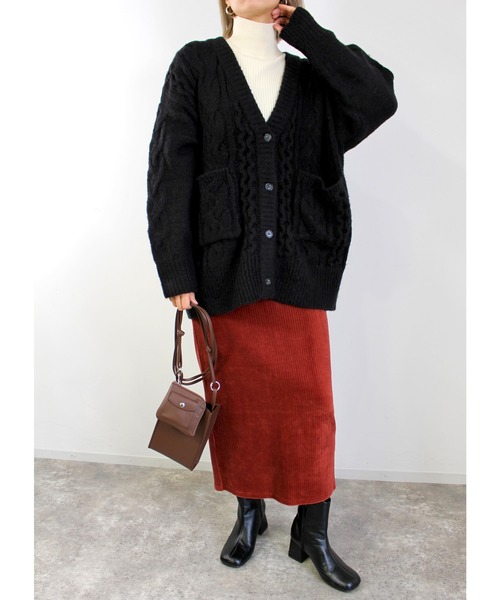 MLI'A（エムリア）の「カットコーデュロイナロースカート（スカート・レディース・ネイビー/グリーン/ブラウン/オレンジ・FREE）」の5枚目の写真