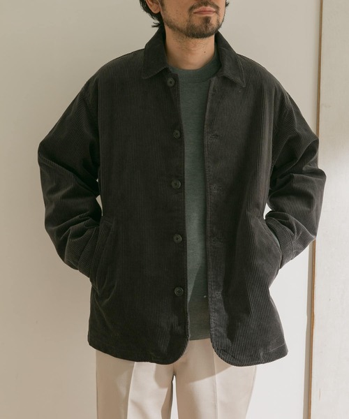 URBAN RESEARCH DOORS（アーバンリサーチドアーズ）の「コーデュロイショートコート（カバーオール・メンズ・ホワイト系その他/チャコールグレー/オリーブ・38/40）」の18枚目の写真