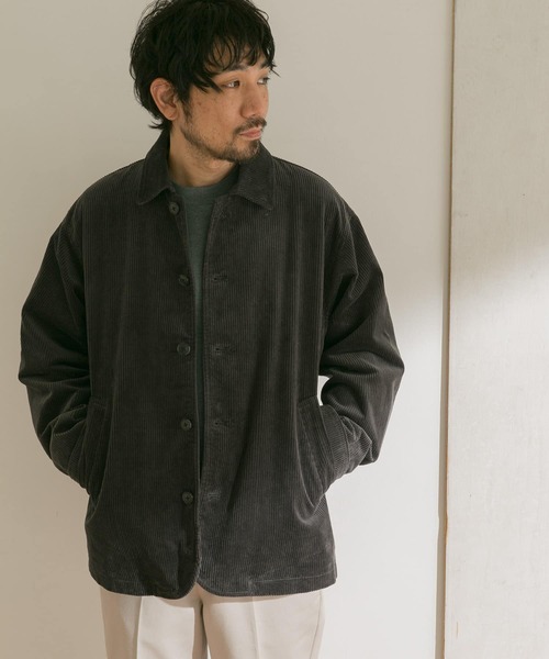 URBAN RESEARCH DOORS（アーバンリサーチドアーズ）の「コーデュロイショートコート（カバーオール・メンズ・ホワイト系その他/チャコールグレー/オリーブ・38/40）」の20枚目の写真
