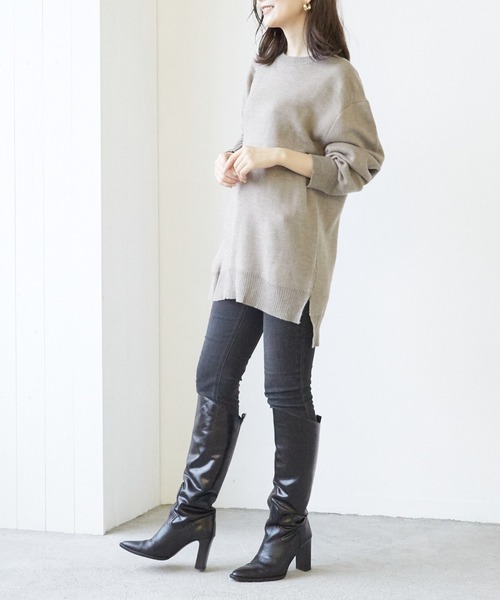 VIBGYOR(ヴィブジョー)の「VIBGYOR Select/A/N Wフェイスクルー/N(BL)(ニット/セーター・レディース・アイボリー/ブラック/グレー/モカ/グレイッシュベージュ・MEDIUM/LARGE)」の1枚目の写真