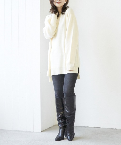 VIBGYOR(ヴィブジョー)の「VIBGYOR Select/A/N Wフェイスクルー/N(BL)(ニット/セーター・レディース・アイボリー/ブラック/グレー/モカ/グレイッシュベージュ・MEDIUM/LARGE)」の2枚目の写真