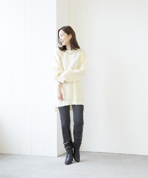 VIBGYOR(ヴィブジョー)の「VIBGYOR Select/A/N Wフェイスクルー/N(BL)(ニット/セーター・レディース・アイボリー/ブラック/グレー/モカ/グレイッシュベージュ・MEDIUM/LARGE)」の8枚目の写真