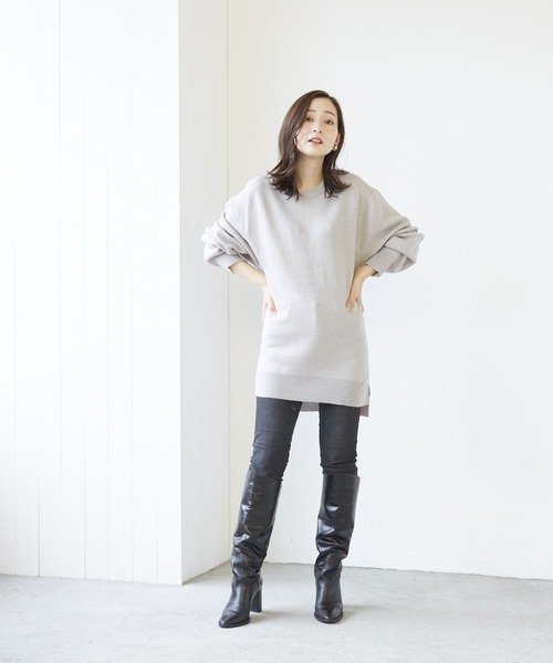 VIBGYOR(ヴィブジョー)の「VIBGYOR Select/A/N Wフェイスクルー/N(BL)(ニット/セーター・レディース・アイボリー/ブラック/グレー/モカ/グレイッシュベージュ・MEDIUM/LARGE)」の14枚目の写真