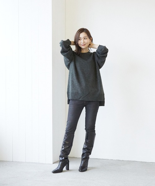 VIBGYOR(ヴィブジョー)の「VIBGYOR Select/A/N Wフェイスクルー/N(BL)(ニット/セーター・レディース・アイボリー/ブラック/グレー/モカ/グレイッシュベージュ・MEDIUM/LARGE)」の16枚目の写真