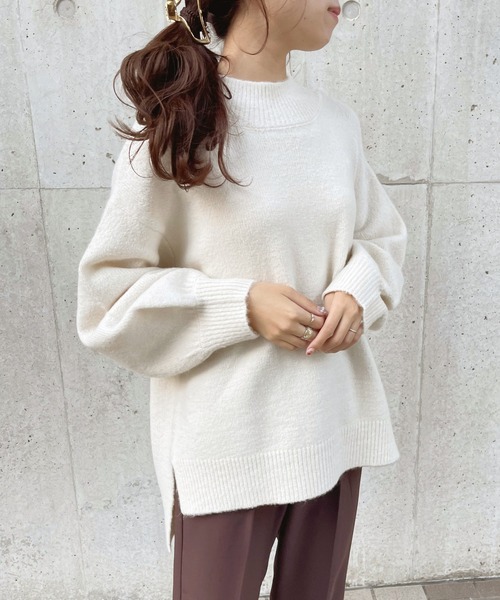 apres jour（アプレジュール）の「モチモチハイネックニット【ZOZOTOWN限定アイテム】（ニット/セーター・レディース・ブルー系その他2/ブルー系その他/ラベンダー/ライトベージュ/ブラック/グリーン系その他/モカ/アイボリー/スモークピンク/グリーン系その他3・フリー/X-LARGE）」の2枚目の写真