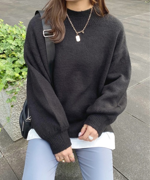 apres jour（アプレジュール）の「モチモチハイネックニット【ZOZOTOWN限定アイテム】（ニット/セーター・レディース・ブルー系その他2/ブルー系その他/ラベンダー/ライトベージュ/ブラック/グリーン系その他/モカ/アイボリー/スモークピンク/グリーン系その他3・フリー/X-LARGE）」の3枚目の写真