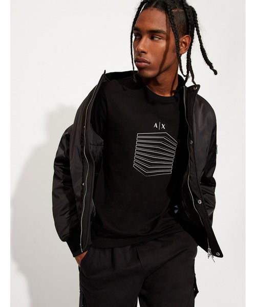 ARMANI EXCHANGE(アルマーニエクスチェンジ)の「【A|X アルマーニ エクスチェンジ】ロゴスリーブ 長袖クルーネックTシャツ/SLIM(Tシャツ/カットソー・メンズ・ブラック/ネイビー・LARGE/SMALL/X-LARGE/MEDIUM/X-SMALL)」の6枚目の写真