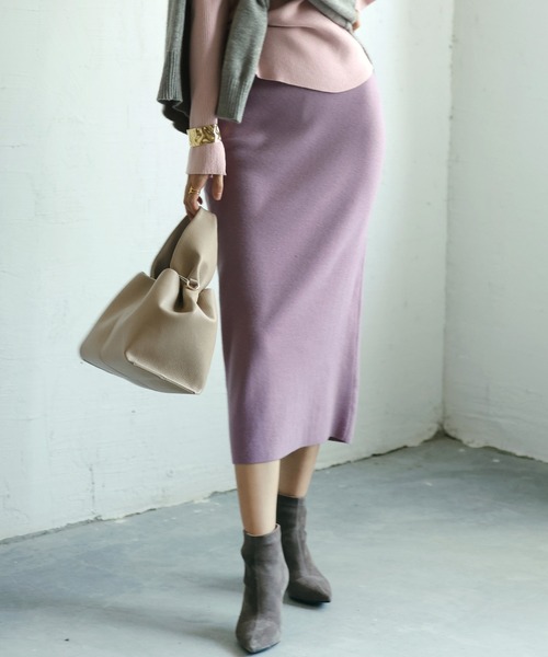 ロングニットナロースカート