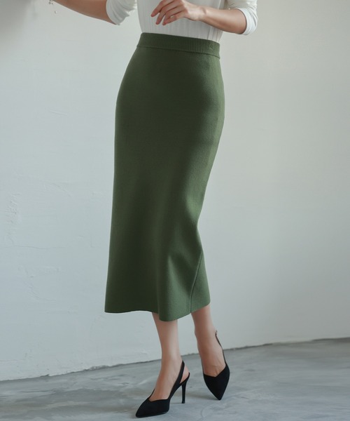 ロングニットナロースカート