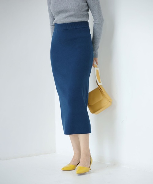 SAISON DE PAPILLON（セゾンドパピヨン）の「ロングニットナロースカート（スカート・レディース・ブルー/ブラック/パープル/ネイビー/グレー/アイボリー/グレー系その他/ブルーグレー/ブルー系その他/パープル系その他/ブラック系その他/ホワイト系その他/ブラウン/カーキ・S/M/L）」の15枚目の写真