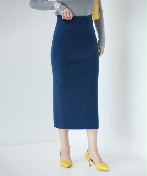 SAISON DE PAPILLON（セゾンドパピヨン）の「ロングニットナロースカート（スカート・レディース・ブルー/ブラック/パープル/ネイビー/グレー/アイボリー/グレー系その他/ブルーグレー/ブルー系その他/パープル系その他/ブラック系その他/ホワイト系その他/ブラウン/カーキ・S/M/L）」の16枚目の写真