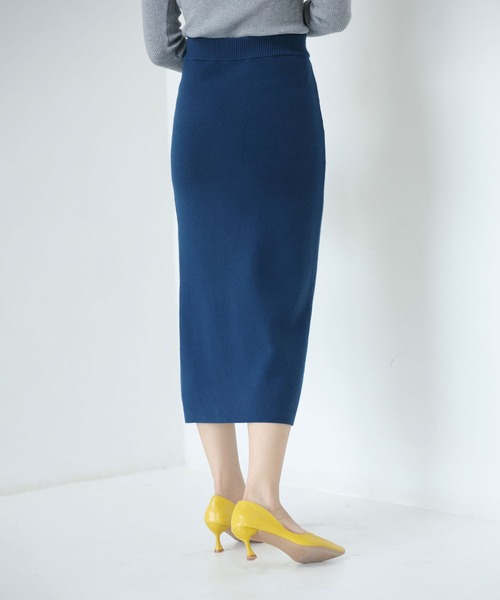 SAISON DE PAPILLON（セゾンドパピヨン）の「ロングニットナロースカート（スカート・レディース・ブルー/ブラック/パープル/ネイビー/グレー/アイボリー/グレー系その他/ブルーグレー/ブルー系その他/パープル系その他/ブラック系その他/ホワイト系その他/ブラウン/カーキ・S/M/L）」の18枚目の写真