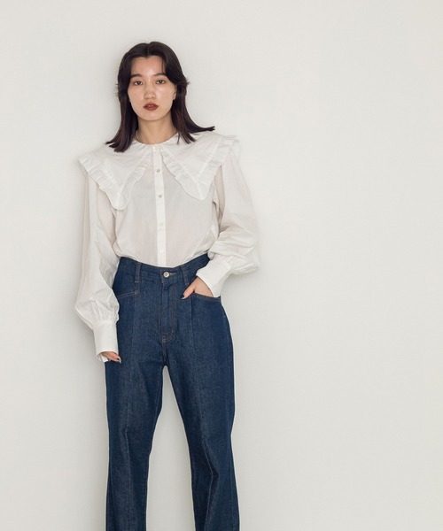 w closet（ダブルクローゼット）の「フリルセーラーカラー衿ブラウス（シャツ/ブラウス・レディース・ブラック/オフホワイト・FREE）」の16枚目の写真