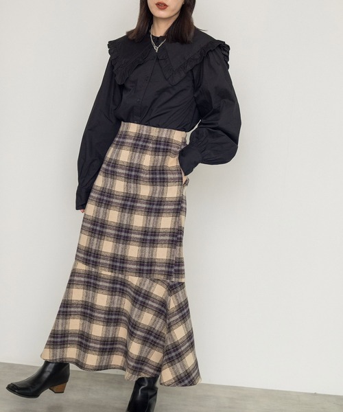 w closet（ダブルクローゼット）の「フリルセーラーカラー衿ブラウス（シャツ/ブラウス・レディース・ブラック/オフホワイト・FREE）」の6枚目の写真