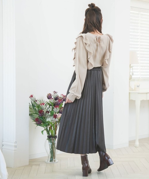 Newlyme(ニューリーミー)の「2WAYリボンフリルショルダーニット(ニット/セーター・レディース・アイボリー/モカ/ベージュ/ラベンダー/ブラック・X-LARGE/MEDIUM/LARGE/XX-LARGE)」の21枚目の写真