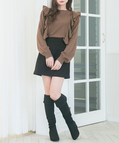 Newlyme(ニューリーミー)の「2WAYリボンフリルショルダーニット(ニット/セーター・レディース・アイボリー/モカ/ベージュ/ラベンダー/ブラック・X-LARGE/MEDIUM/LARGE/XX-LARGE)」の13枚目の写真