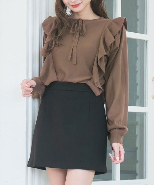 Newlyme(ニューリーミー)の「2WAYリボンフリルショルダーニット(ニット/セーター・レディース・アイボリー/モカ/ベージュ/ラベンダー/ブラック・X-LARGE/MEDIUM/LARGE/XX-LARGE)」の20枚目の写真