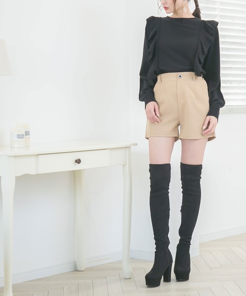 Newlyme(ニューリーミー)の「2WAYリボンフリルショルダーニット(ニット/セーター・レディース・アイボリー/モカ/ベージュ/ラベンダー/ブラック・X-LARGE/MEDIUM/LARGE/XX-LARGE)」の12枚目の写真