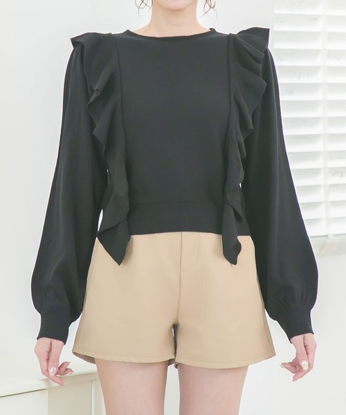 Newlyme(ニューリーミー)の「2WAYリボンフリルショルダーニット(ニット/セーター・レディース・アイボリー/モカ/ベージュ/ラベンダー/ブラック・X-LARGE/MEDIUM/LARGE/XX-LARGE)」の19枚目の写真